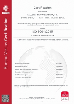 CERTIFICADO ISO 9001 TALLERES PEDRO SANTANA SL 283x400
